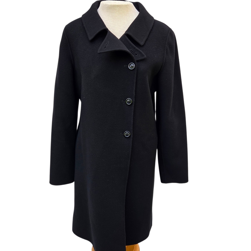 Bloomingdale's Long Black Wool/Cashmere Jacket Size-10